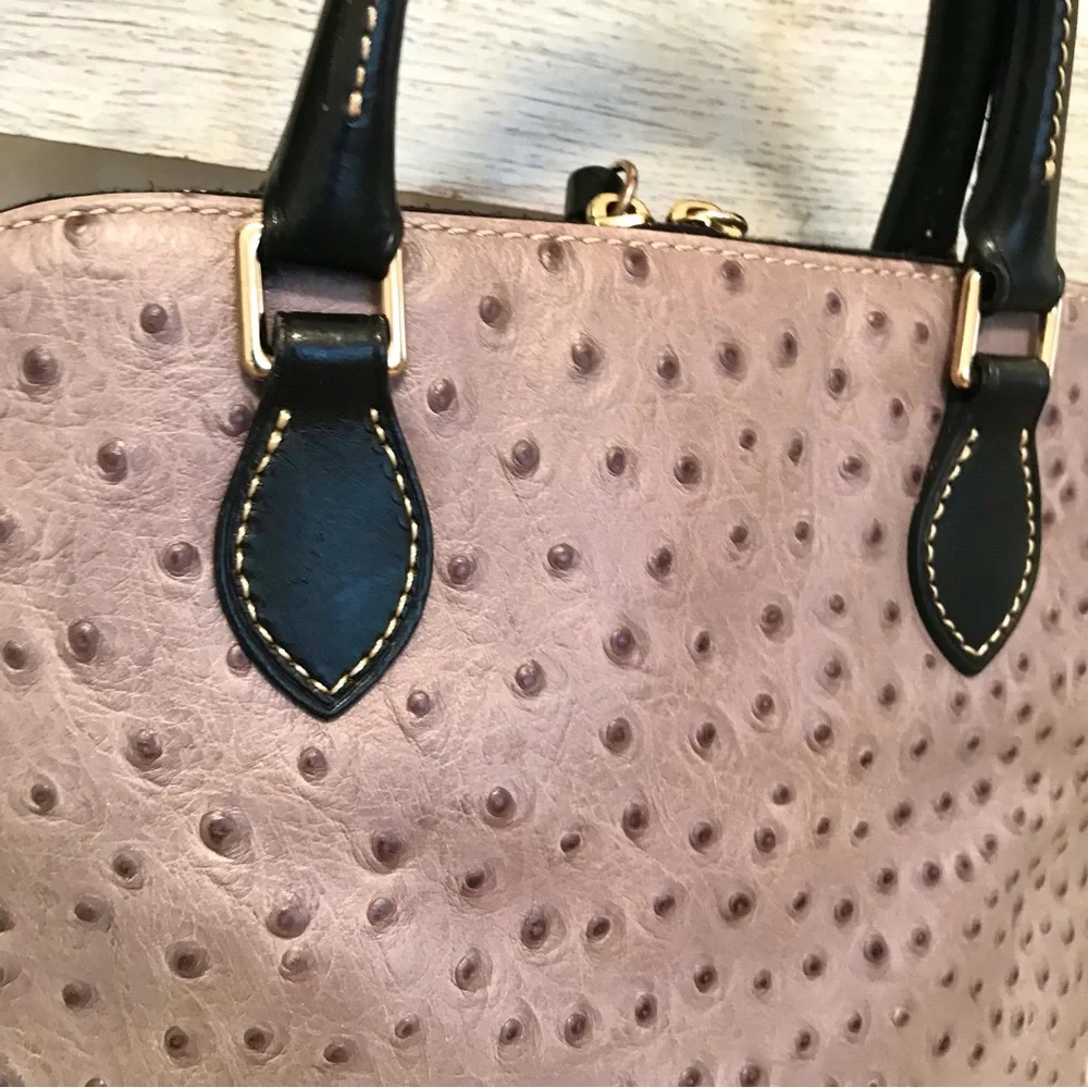 Dooney & Bourke Ostrich Cameron Satchel Grey and Black